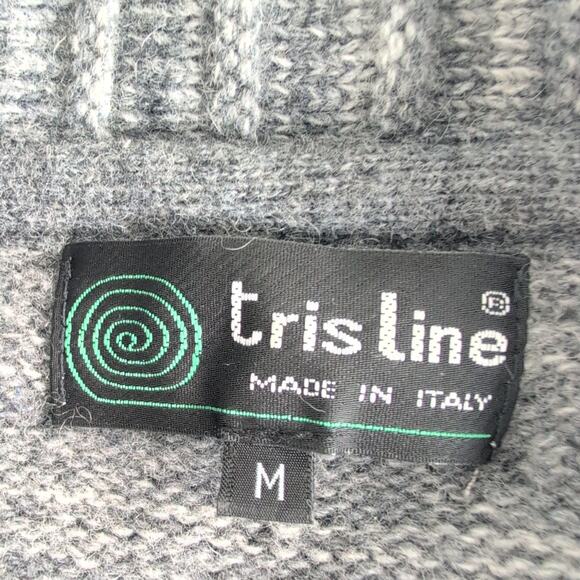 Trisline Shawl Collar Made In Italy WoolBlend Sweater Men's Medium Pullover Grey - Picture 2 of 8
